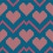 Hygge heart knit scandinavian vector seamless pattern. Knitted texture valentine