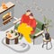 Hygge Lifestyle Isometric Background