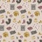 Hygge seamless pattern. Cute illustration of autumn and winter hygge elements.