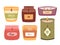 Hygge set of scented aroma candles in jar. Collection of cozy candles. Flat vector illustration.
