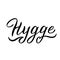 Hygge typography text. Lettering in trendy design. Scandinavian cozy lifestyle concept. Vector