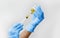 Hygiene doctor glove use syringe pulling vaccine medical