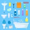 Hygiene personal care vector toiletries set of hygienic bath products and bathroom accessories soap shampoo or shower