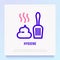 Hygiene after pet thin line icon: poop and scoop. Modern vector illustration for pet shop