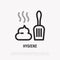 Hygiene after pet thin line icon: poop and scoop. Modern vector illustration for pet shop