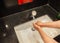 Hygiene ,Sanitation concept. woman is washing his hands in a sink sanitising the corona virus for sanitation and reducing the