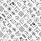 Hygiene seamless pattern with thin line icons: hand soap, shower, bathtub, toothpaste, razor, shaving brush, comb, ball deodorant