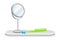 Hygienic Accessories with Mirror and Comb Rested on Shelf in the Bathroom Vector Illustration