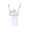 Hygienic Accessories with Toothbrush in Plastic Container in the Bathroom Vector Illustration