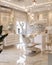 Hygienic dental clinic with luxurious office room and modern dentist\\\'s chair. Interior design concept