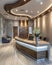 Hygienic dental clinic with luxurious office room and modern dentist\\\'s chair. Interior design concept