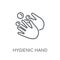 Hygienic hand linear icon. Modern outline Hygienic hand logo con