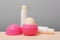 Hygienic lipsticks and balms on table