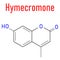 Hymecromone drug molecule. Skeletal formula. Chemical structure