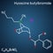 Hyoscine butylbromide, scopolamine butylbromide, butylscopolamine, butylhyoscine molecule. It is antimuscarinic, anticholinergic