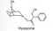 Hyoscine, scopolamine. L-Scopolamine molecule. It is natural plant alkaloid, psychoactive, anticholinergic, antimuscarinic drug.