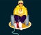 Hype beast man in cool clothes plays retro video games in armchair. Vector illustration. Isolated on dark background.