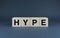 Hype. Cubes form the word Hype