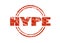 Hype red rubber stamp