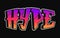 Hype word trippy psychedelic graffiti style letters.Vector hand drawn doodle logo Hype illustration. Funny cool trippy