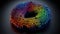 Hyper-Detailed 3D Colorful Fingerprint on Dark Background