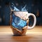 Hyper-detailed 3d Rendered Mug With Cracked Design