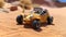 Hyper-detailed 8k Yellow Toy Car Driving In The Desert