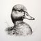 Hyper-detailed African Duck Pencil Drawing In Dark Gray And Light Cyan