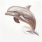 Hyper-detailed Brown Dolphin Jumping Illustration On White Background