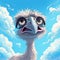 Hyper-detailed Cartoon Ostrich With Sunglasses Wearing A Sky