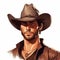 Hyper-detailed Cowboy Hat Portrait: Stunning 2d Game Art Illustration
