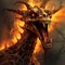 Hyper-detailed Dragon Head In Flames - Vray Illustration