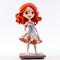 Hyper-detailed Figurine Cartoon Girl With Scarlet Hair