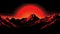 Hyper-detailed Illustration Of A Red Sun Rising Over Mountains