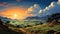 Hyper-detailed Illustration Of Sunlit Valley With Sky And Clouds