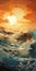 Hyper-detailed Illustration Of Sunset Wave Scenes
