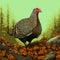 Hyper-detailed Line Art: Majestic Turkey Standing On Moss