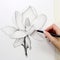 Hyper-detailed Pencil Drawing Of A Magnolia Flower