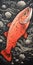 Hyper-detailed Red Trout Swimming In Dark Orange And Dark Gray