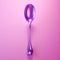 Hyper-detailed Stainless Steel Spoon In Shiny Purple On Pink Background