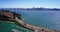 Hyper-lapse Ocean view of san francisco city bay bridge from treasure island