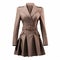 Hyper Realistic 3d Brown Jacket Dress With Taupe Suit Design