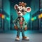 Hyper-realistic 3d Cartoon Giraffe In Urban Clothes - Super Cute