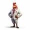 Hyper-realistic 3d Chicken Character In Business Suit: Kombuchapunk