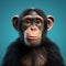 Hyper-realistic 3d Chimp Portrait Illustration On Blue Background