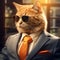 Hyper-realistic 3d Portrait Of Manx Cat In Suit And Tie