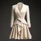 Hyper Realistic 3d Printed Ivory Dress - Retro Glamor And Elegant Clothing