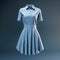Hyper Realistic 3d Rendered Women\\\'s Vintage Dress In Light Blue