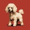 Hyper-realistic 8bit Poodle Illustration On Red Background