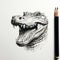 Hyper-realistic Alligator Head Drawing: Minimalist Pen Lines And Dark Proportions